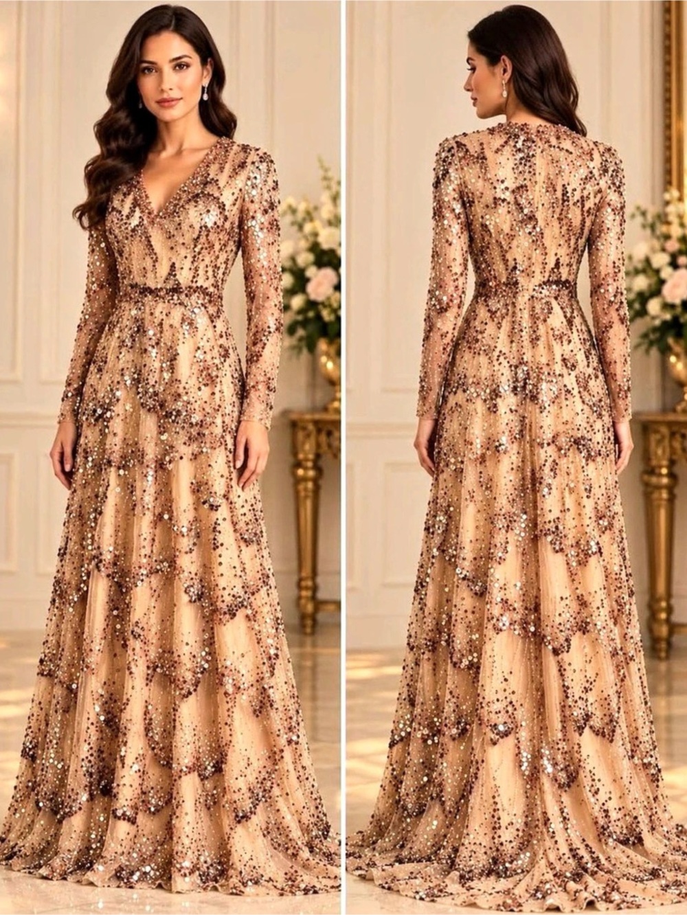 Jovani Sequined Maxi Dress 1000$ retail